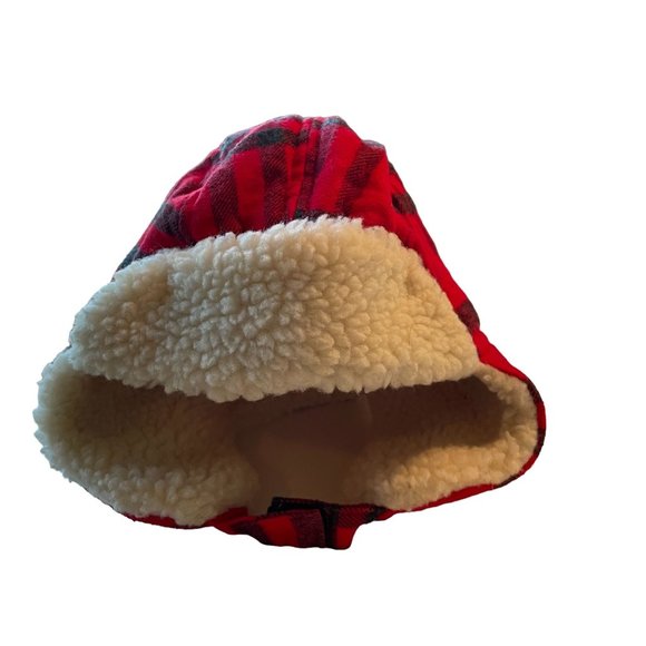OshKosh Baby Trapper Hat Size 12-24 Months Plaid Red/Black - Picture 2 of 3